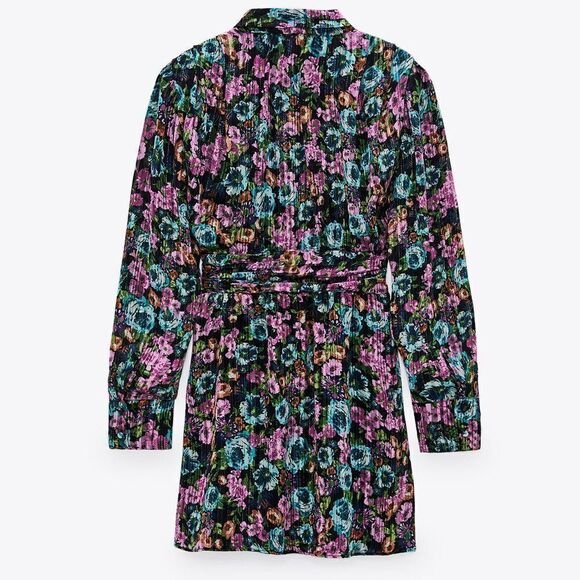 ZARA FLORAL DRESS WITH METALLIC THREAD - Picture 6 of 7